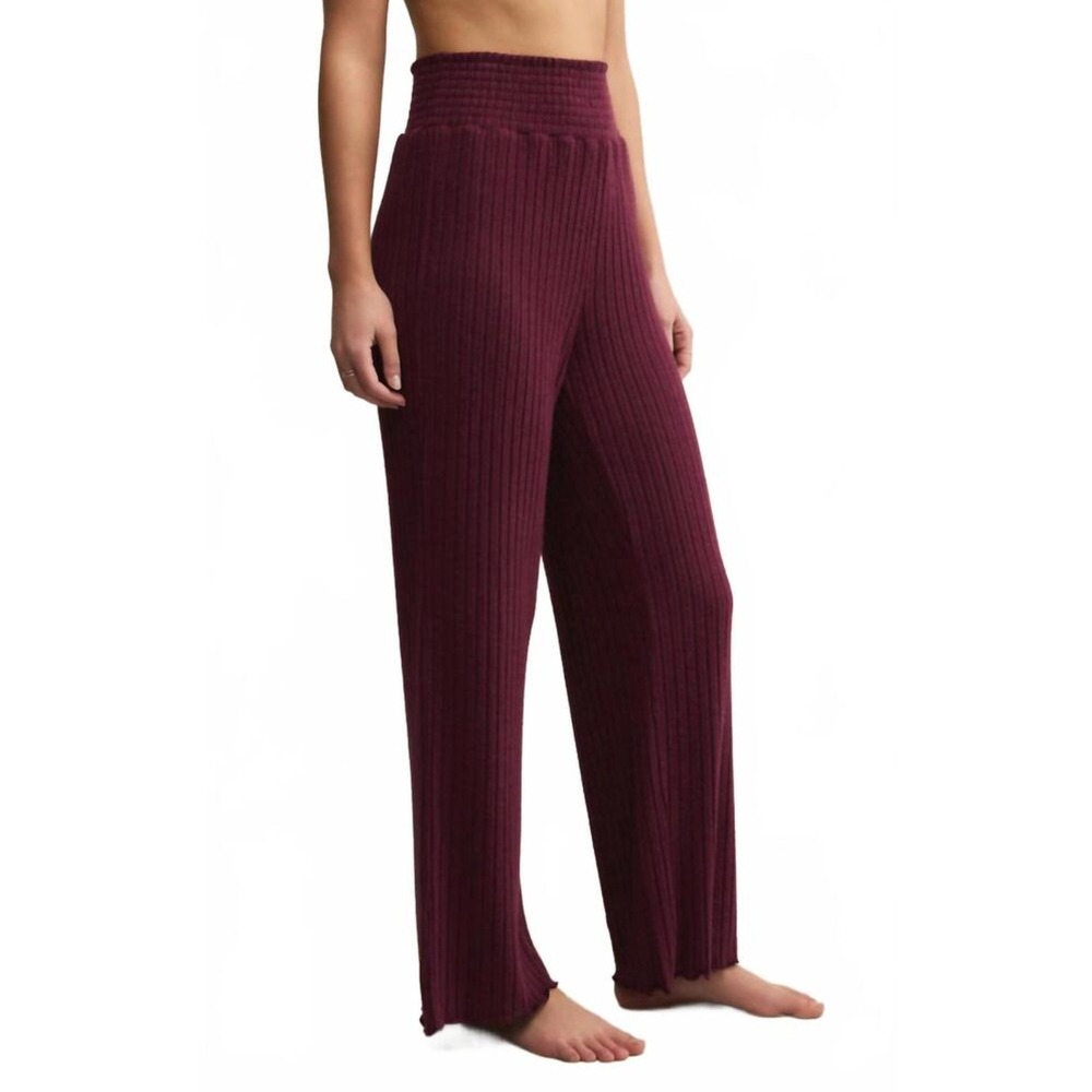 NEW 2025 Z Supply Dawn Smocked Ribbed Pant Size XS Merlot Cozy Leisure Lounge